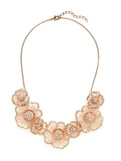 Rose Gold Flower Station Necklace by Azaara Vintage