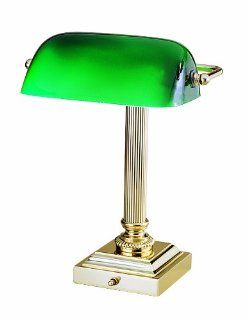 House of Troy DSK428 G61 Shelburne Collection 13 3/4 Inch Portable Desk Lamp, Polished Brass with Green Glass Shade   Desk Lamp Clamp On  