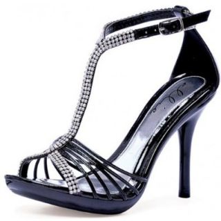 ELLIE 431 MAJESTIC 4" Heel Rhinestone Sandal: Black Heels With Rhinestones: Shoes