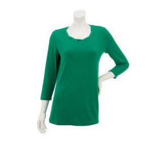 Susan Graver Liquid Knit Tunic with Twisted Scoop Neck Detail —