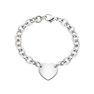 8" Engravable Heart Charm Bracelet in Sterling Silver Jewelry