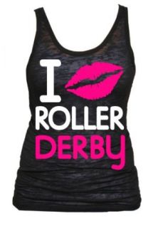 I Kiss Roller Derby Burnout Tank Top (Medium, Black) at  Womens Clothing store: Tank Top And Cami Shirts