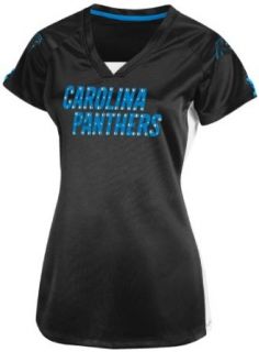NFL Womens Carolina Panthers Draft Me V Short Sleeve Raglan V Neck Tee (Black/White/Electric Blue, Small) : Sports Fan T Shirts : Clothing
