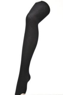 Cross Hatch Diamond Pattern Nylon Tights   Black   One Size