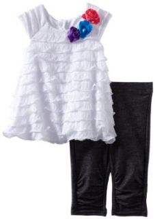 Youngland Baby Girls Newborn Eyelash Dress Legging Set, White, 3 6 Months: Infant And Toddler Dresses: Clothing
