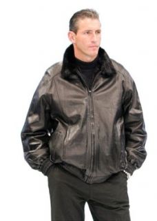 Mens Mink and Leather Jacket   Zippered Reversible at  Mens Clothing store