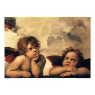 Sistine Madonna Angels by Raphael, Birthday Party Announcements