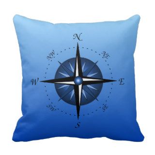 Vintage Compass Rose Throw Pillow