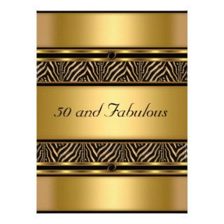 50 and Fabulous Gold  Birthday Party Invitation Announcement