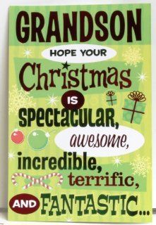Christmas Cards for Young GrandSon Green Foil Pack of 4 American Greetings: Health & Personal Care