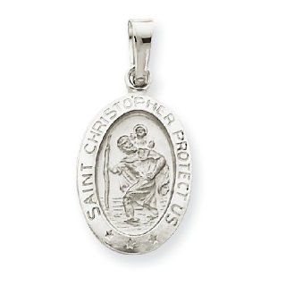 14k Gold White Gold Saint Christopher Medal Charm: Jewelry