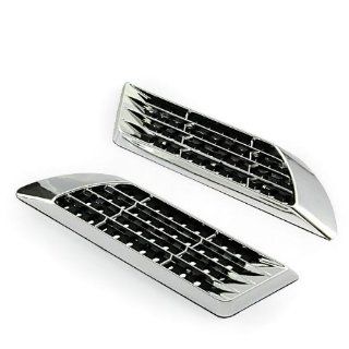 Brand New Triple Mirrorlike Chrome Plated Silver & Black Silver Mesh Side Vent Euro Grille Air Intake Duct 2 Pcs Universal For Car SUV: Automotive