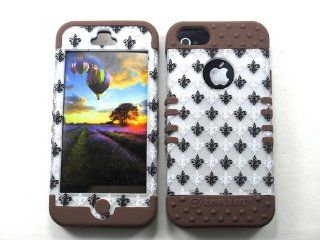 3 IN 1 HYBRID SILICONE COVER FOR APPLE IPHONE 5 HARD CASE SOFT BROWN RUBBER SKIN SAINTS FLEUR CF TE439 S KOOL KASE ROCKER CELL PHONE ACCESSORY EXCLUSIVE BY MANDMWIRELESS: Cell Phones & Accessories