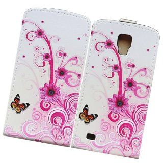 Fabcov Packing Purple Flower Butterfly Leather Cover Case for Samsung Galaxy S4 Active i9295: Cell Phones & Accessories