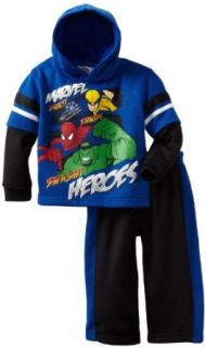Marvel Boys 2 7 Toddler Heroes Awesome Trio 2 Piece Hoodie Set, Blue, 3T: Clothing