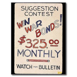 Win War Bonds $325.00 Monthly Postcard