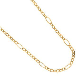14K Yellow Gold 18" 5.40mm Polish Square Tube Oval Chain Link Spaced By 6 Long Oval Link Necklace With Spring Ring Clasp Jewelry