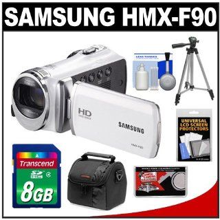 Samsung HMX F90 HD Digital Video Camcorder (White) with 8GB Card + Case + Tripod + Accessory Kit : Camera & Photo