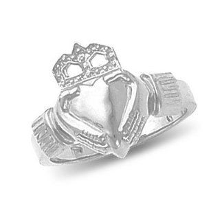 14k White Gold Women's Claddagh Ring 1 Jewelry