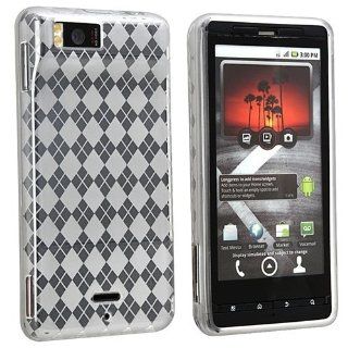 eForCity TPU Rubber Skin Case Compatible with Motorola Droid Xtreme MB810 / Droid X, Clear White Argyle Cell Phones & Accessories