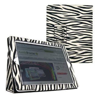 KIQ Portfolio Leather Case for iPad 2 2nd Generation Animal Series   Zebra Print with Built in Stand and Screen Protector: MP3 Players & Accessories