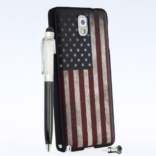 [Aftermarket Product] US Flag Case Cover+Bling Anti Dust Plug For Samsung Galaxy Note 3 N900 N9005 LTE: Cell Phones & Accessories