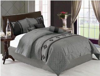 7 Piece Grey Comforter Set, Queen Size  