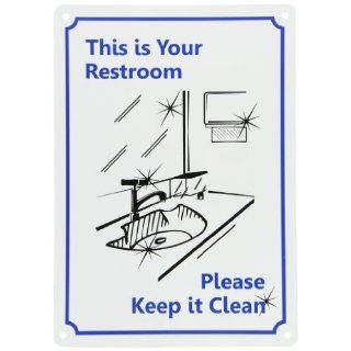 SmartSign Plastic Sign, Legend "This is Your Restroom Please Keep it Clean" with Graphic, 14" high x 10" wide, Black/Blue on White: Yard Signs: Industrial & Scientific