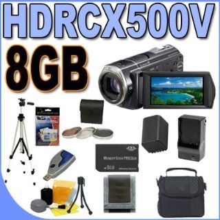 Sony Handycam HDR CX500V 32 GB Flash High Definition Camcorder (Black) BigVALUEInc Accessory Saver 8GB PRODuo FH100 Replacement Battery/Rapid External Charger Bundle : Flash Memory Camcorders : Camera & Photo