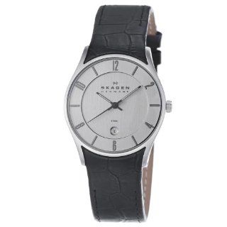 Skagen Men's 474XLSLC Steel White Dial Black Strap Watch: Skagen: Watches