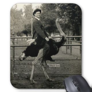 1910 Ostrich Riding Mouse Pad