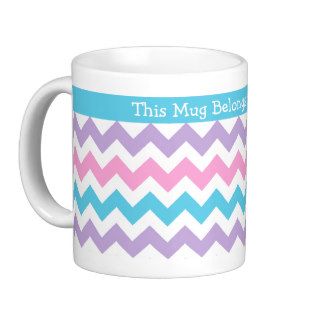 Custom Mug, Turquoise, Pink, Mauve Chevrons