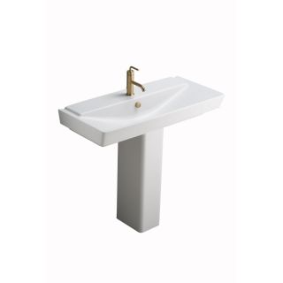KOHLER Reve 29.375 in H Honed White Fireclay Pedestal Sink Base