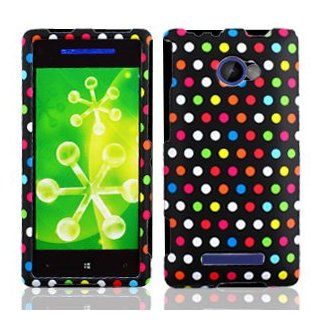 Rainbow Polka Dots Hard Case Snap On Rubberized Cover For HTC One 8X / Windows Phone: Cell Phones & Accessories