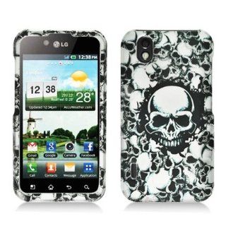 For Straight Talk LG L85c Optimus Black Accessory   White Skull Design Case Protector Cover + Free Lf Stylus Pen Lf Screen Wiper: Cell Phones & Accessories