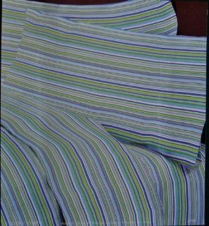 Laura Ashley Children's Room Seaside Stripe Flannel Aqua Full Sheet Set   Pillowcase And Sheet Sets