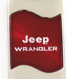 Jeep Wrangler Rectangular Wave Red Key Fob Authentic Logo Key Chain Key Ring Keychain Lanyard: Automotive