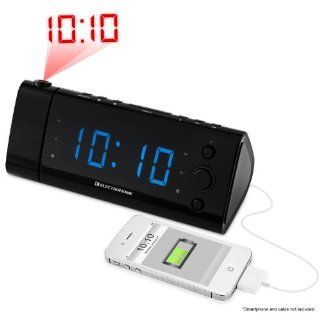 Electrohome USB Charging Alarm Clock Radio with Time Projection, Battery Backup, Auto Time Set, Dual Alarm, 1.2" LED Display for Smartphones & Tablets (EAAC475): Electronics