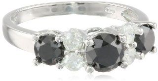 10k White Gold Black and White Diamond Ring (2 cttw) Jewelry