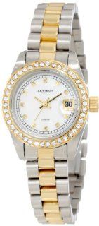 Akribos XXIV Women's AK489TTG Diamond Quartz Two Tone Gold Tone Stainless Steel Bracelet Watch: Watches