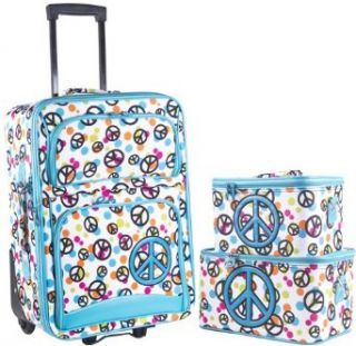 Ever Moda Black Damask 3 Piece Carry On Rolling Luggage Set 20 inch: Clothing