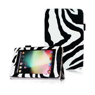 FINTIE (Zebra Pattern) Leather Folio Stand Case Cover (With Automatic Sleep/Wake Feature) for Google Asus Nexus 7 Inch Android Tablet: Computers & Accessories