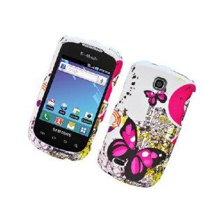 Samsung Dart T499 SGH T499 White Pink Butterfly Cover Case Cell Phones & Accessories