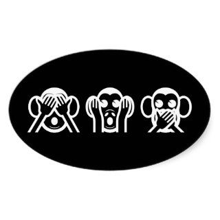 3 Wise Monkeys Emoji Oval Sticker