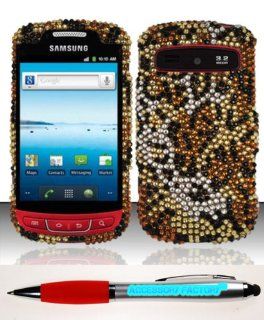 Accessory Factory(TM) Bundle (the item, 2in1 Stylus Point Pen) For Samsung Admire R720 (MetroPCS Cricket) Full Diamond Design Case Cover Protector   Cheetah FPD Stylish Full Diamond Bling Design Snap On Hard Case Protector Cover Faceplate Shell Cell Phone