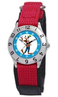 Disney Kids' D004S505 Goofy Time Teacher Red Velcro Watch: Watches