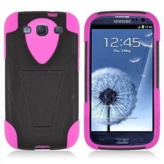 EMAXCITY Brand HYBRID Dual Heavy Duty Hard BLACK Case with Kickstand and Soft HOT PINK Silicone Skin Cover w/ Kickstand for F506 [WCF506] Cell Phones & Accessories