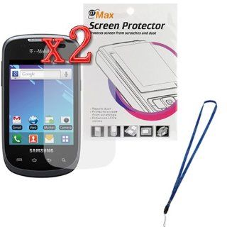 GTMax 2 x Clear LCD Screen Protector for T Mobile Samsung Dart SGH T499 with*Strap Lanyard*: Cell Phones & Accessories