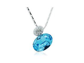 Light Sapphire Magic Potion Perfume Bottle Swarovski Crystal Pendant Necklace: Jewelry