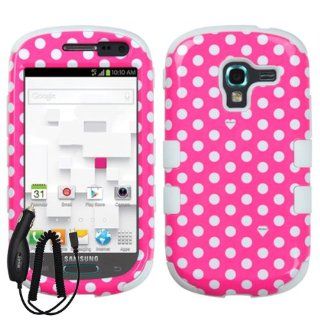 SAMSUNG GALAXY EXHIBIT T599 PINK WHITE POLKA DOT HYBRID COVER HARD GEL CASE + FREE CAR CHARGER from [ACCESSORY ARENA]: Cell Phones & Accessories